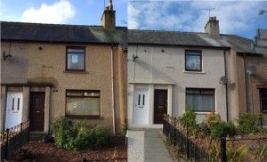 A long-term empty home in Falkirk (l) brought back into use (r)