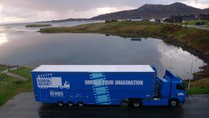 The Screen Machine mobile cinema serves remote communities such as Lochmaddy in North Uist